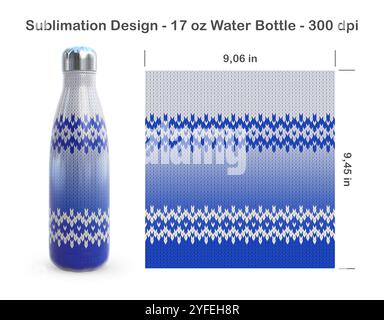 Knitted ombre pattern. Seamless sublimation template for 17 oz water bottle. Sublimation illustration. Seamless from edge to edge. Full bottle wrap. Stock Photo