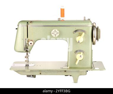 One vintage sewing machine isolated on white Stock Photo - Alamy