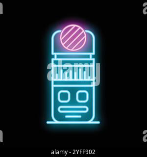 Glowing neon line voice recognition icon isolated on black background voice assistant symbol vector illustration Stock Vector