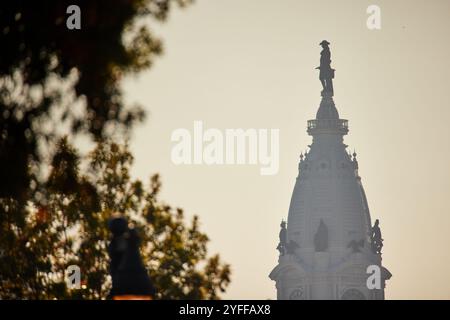 Philadelphia City Hall and William Penn statue Stock Photo