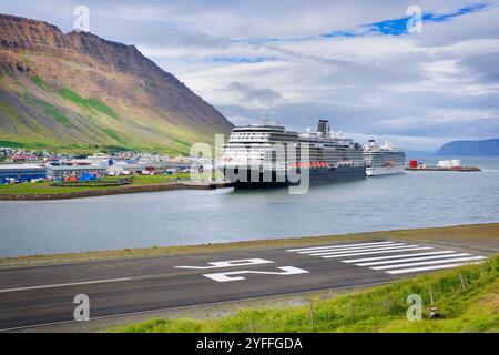 Panorama of Ísafjörður from airport side, Iceland Stock Photo