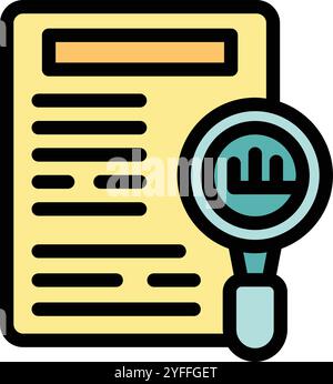 Magnifying glass is examining a document, symbolizing the search for economic trends and insights Stock Vector