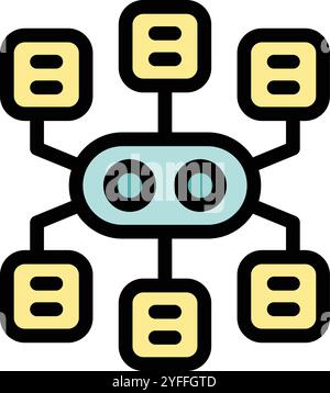 Ai core is connecting to multiple data servers, representing the concept of distributed computing Stock Vector