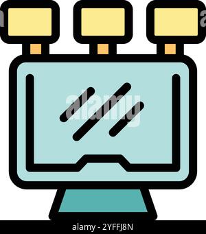 Simple filled outline vector illustration of a computer showing an increasing bar chart, perfect for visualizing business growth Stock Vector