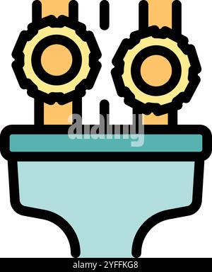 Double electric water pump working and pumping water in tank Stock Vector