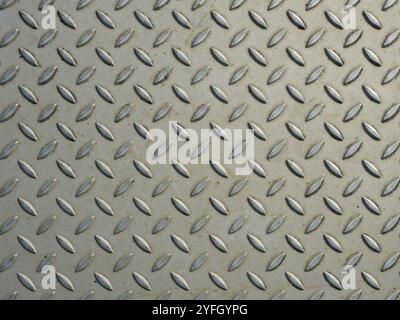 The surface of the checker plate with its precise grooves offers a beautiful texture. Ideal as a background for industrial or technical designs. Stock Photo