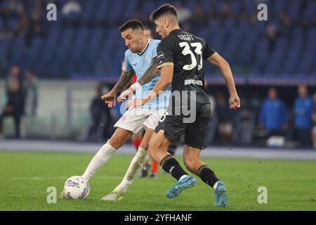 Adam Obert of Cagliari Calcio and Matias Soule' of A.S. Roma are in ...