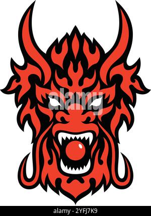 Red Dragon Holding Pearl in Mouth Stock Vector