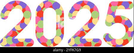 Colorful geometric collage of numbers 2025 Stock Vector