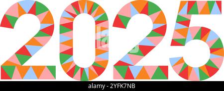 Colorful geometric collage of numbers 2025 Stock Vector