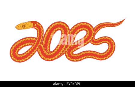 Abstract snakes surrounding the number 2025 Stock Vector
