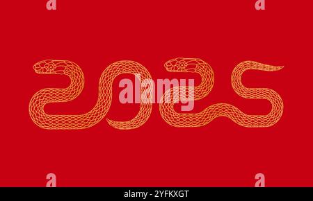 2025 Chinese Year of the Snake Red Cover Stock Vector