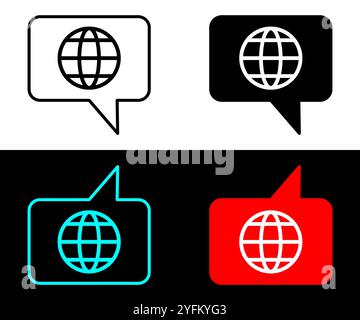 Monochrome Social Media Icons Global Communication. Stock Vector