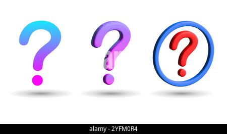 3D realistic question mark vector illustration. 3D render. Stock Vector