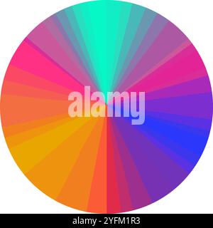 Vibrant radial gradient circle with a spectrum of bright colors transitioning smoothly from pink and orange to blue and green Stock Vector