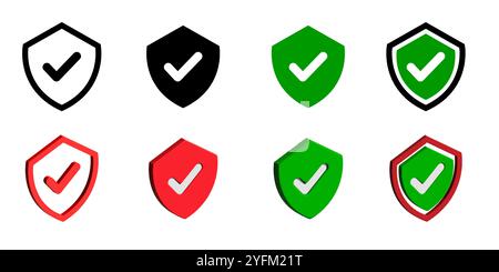 Security shield check mark icon. Shield protection icon vector illustration. Stock Vector