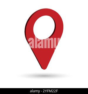 Simple red location pin icon isolated on a plain white background. Stock Vector