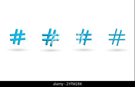 3D Hashtag icon. Hashtag sign and symbol vector illustration. Stock Vector