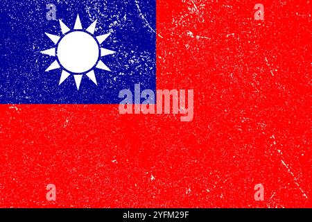 Grunge Style Flag of Taiwan. Stock Vector