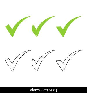 Set of Green and Black Checkmark Icons. Stock Vector