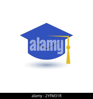 Graduation cap icon. Student hat filled academic cap illustration. Stock Vector