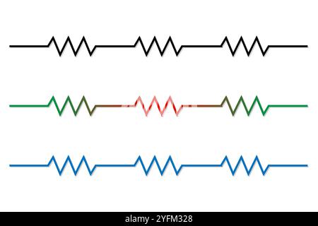 Four Different Colored Resistor Symbols. Stock Vector