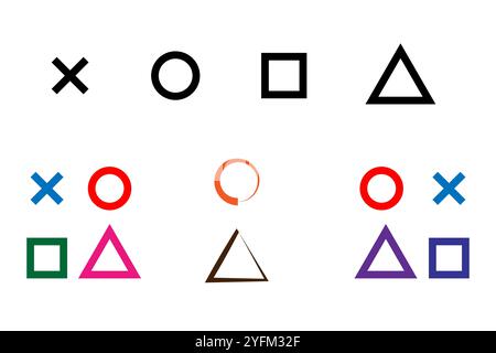Colorful geometric shapes arranged in a grid pattern. Stock Vector