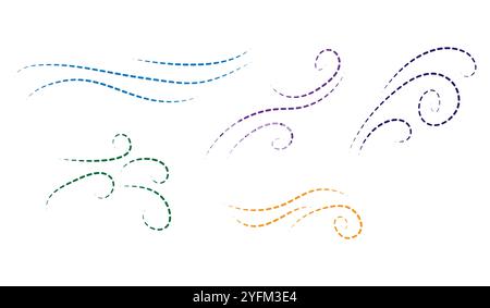 Pastel Dotted Swirl Motifs and Decorative Lines for Creative Design and Branding, Stock Vector