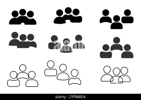 Diverse Group Icons in Various Configurations. Stock Vector