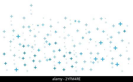 Delicate Light Blue Plus Signs Scattered on White Background. Stock Vector