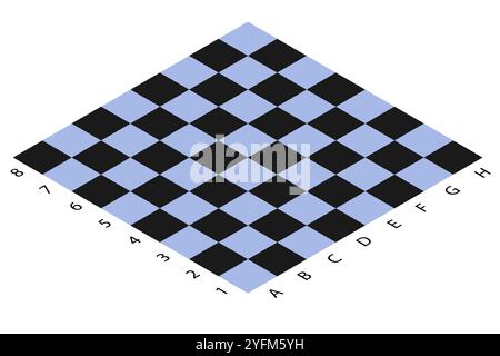 Perspective View of a Checkered Chessboard. Stock Vector