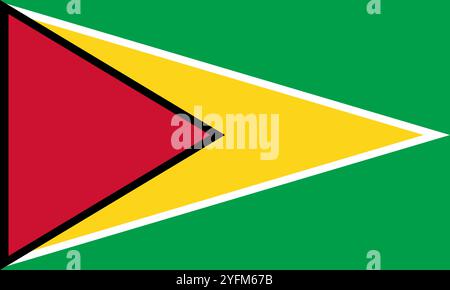 Detailed Illustration of the National Flag of Guyana. Stock Vector