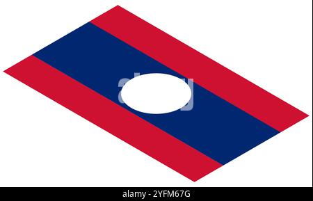 Official Flag of Laos, showcasing national colors and symbol. Stock Vector