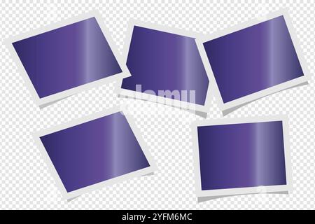 Empty Photo Frames Layered on White Background. Stock Vector