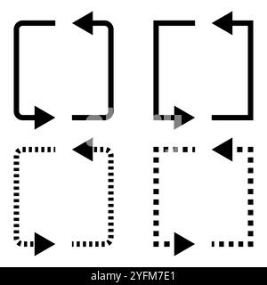 Looping Arrows in Solid and Dashed Shapes. Stock Vector