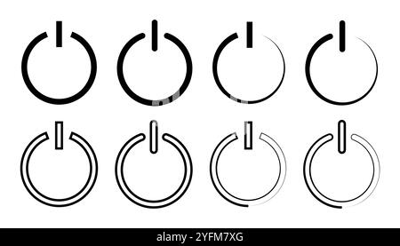 Power Button Icons in Different States. Stock Vector