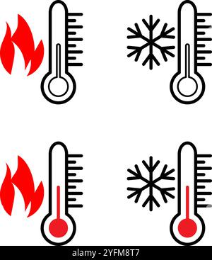 Simple graphic of low temperature with snowflake and thermometer. Stock Vector