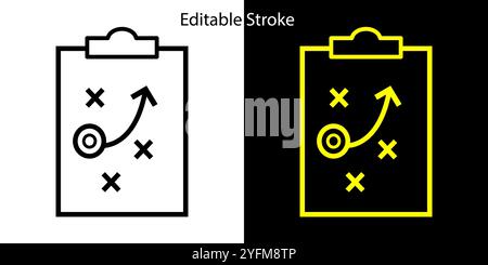 Strategy Planning Icon on Clipboard, Black and Yellow. Stock Vector