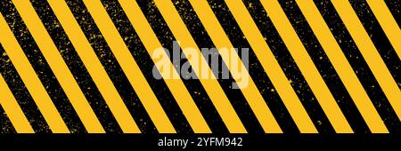 Warning Diagonal Stripes in Yellow and Black. Stock Vector