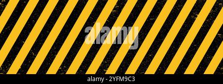 Warning Diagonal Stripes in Yellow and Black. Stock Vector