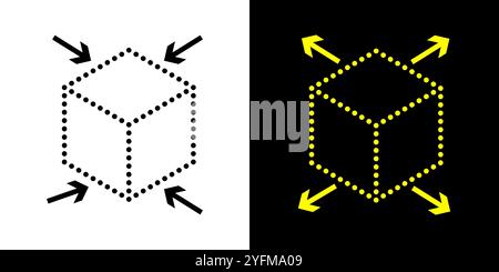 Vector Illustration of a Dotted Cube with Directional Arrows. Stock Vector