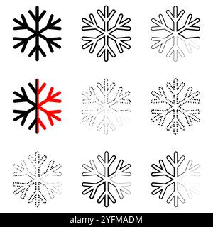 Six Unique Snowflake Designs for Winter Theme Projects. Stock Vector