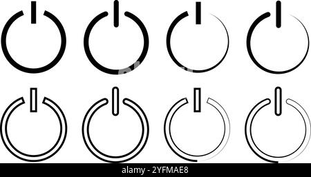 Power Button Icons in Various States. Stock Vector