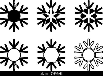Six Unique Snowflake Designs for Winter Theme Projects. Stock Vector