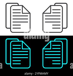 Set of Document Icons with Checkmarks and Crosses. Stock Vector