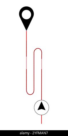 Simple Route Illustration with Starting and Destination Markers. Stock Vector