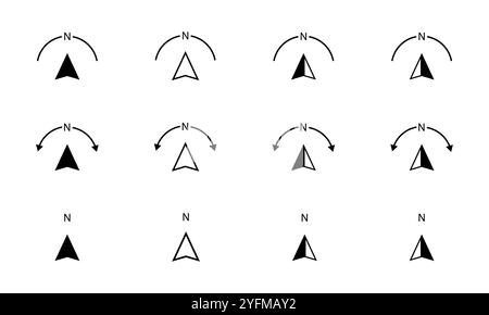 Set of Simple Compass Rose Icons. Stock Vector