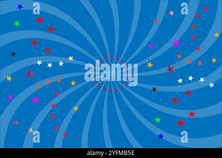 Vibrant Stars Burst Against a Blue Sunburst Background Stock Vector