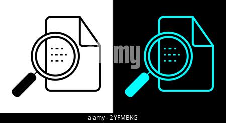 Document with Magnifying Glass Icon, High Resolution. Stock Vector