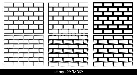 Six variations of brickwork patterns in black and white Stock Vector ...